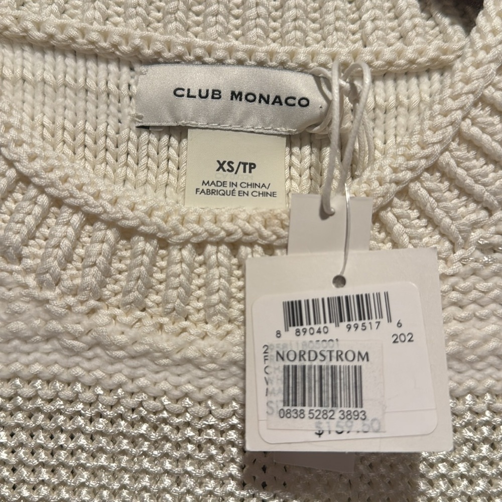 Club Monaco Cream Knit Fringe Tank Top - NWT - Picture 4 of 9